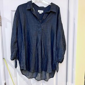Ladies Size XL Liz Claiborne Blouse light Jean Like GUC